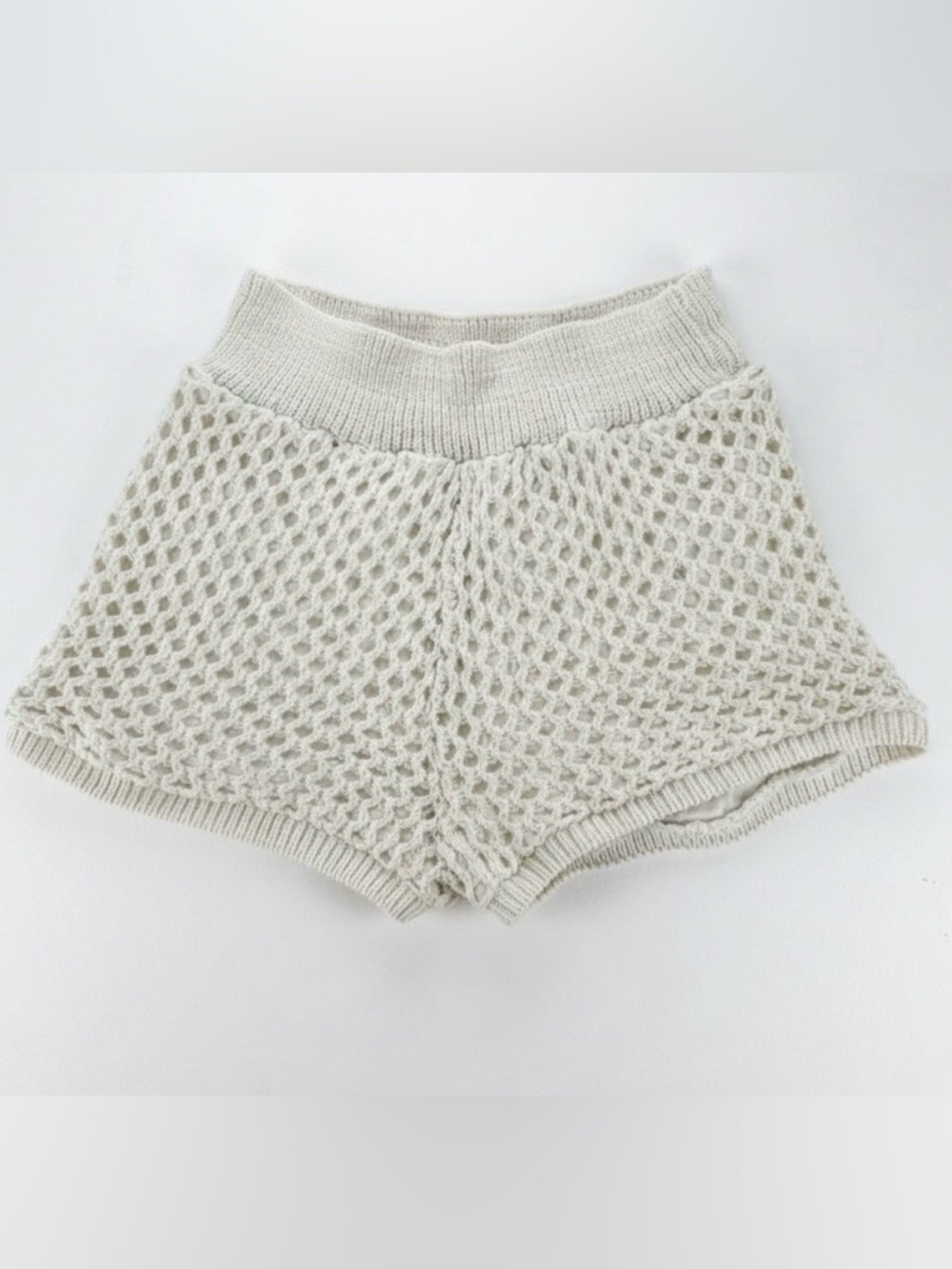 Zara Crochet Knit Mini Shorts - Cream - Large